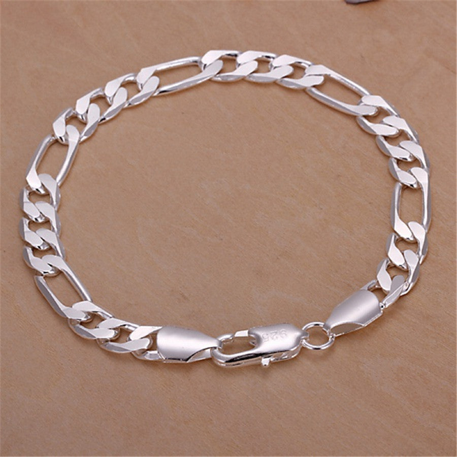 Wholesale Fashion 925 Stamp Silver 18K Gold Color 8MM Men Women Lady Bracelet C image 4