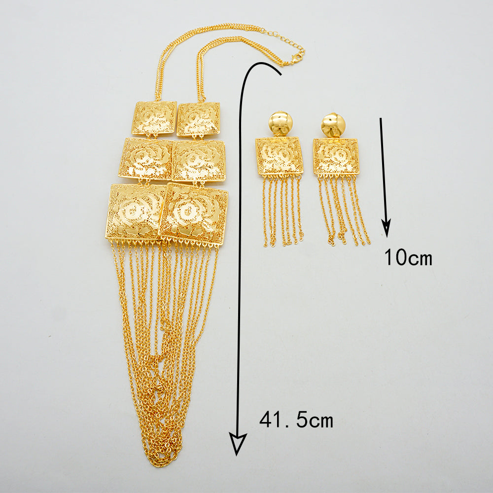 Fashion Gold Color Ethiopian Jewelry Set Bride Dubai Jewelry Set Wedding Arab A image 5