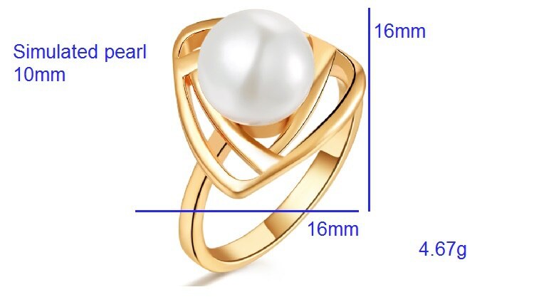 US STOCK Rings for Women Ring Female Simulated Pearl Jewelry Rose Gold Color image 3