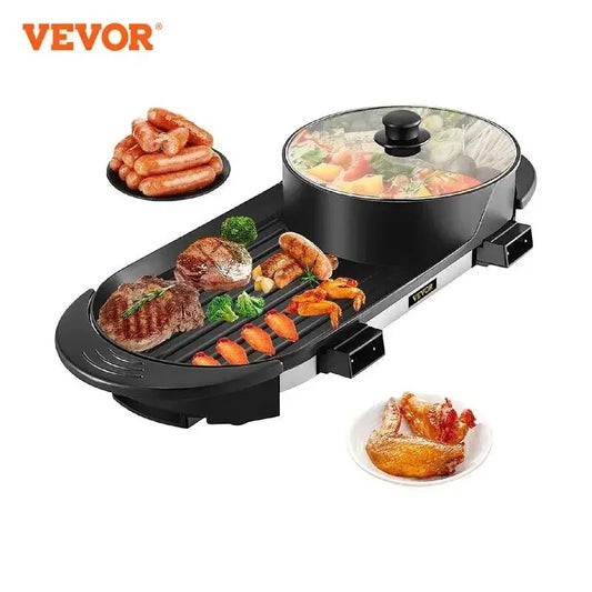 VEVOR Electric BBQ Pan 2 in 1 Grill Hot Pot Portable Smokeless Durable Material image 0