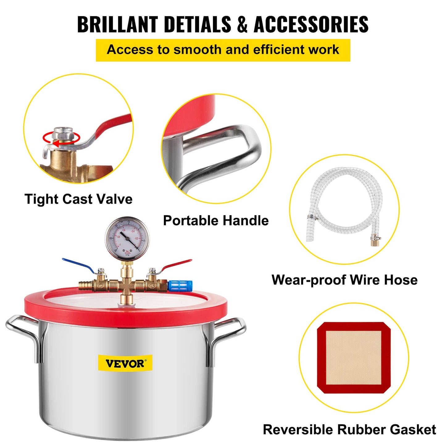 VEVOR Vacuum Chamber 1.5 /2 /3 /5 Gallon Stainless Steel Vacuum Degassing Chamb image 9