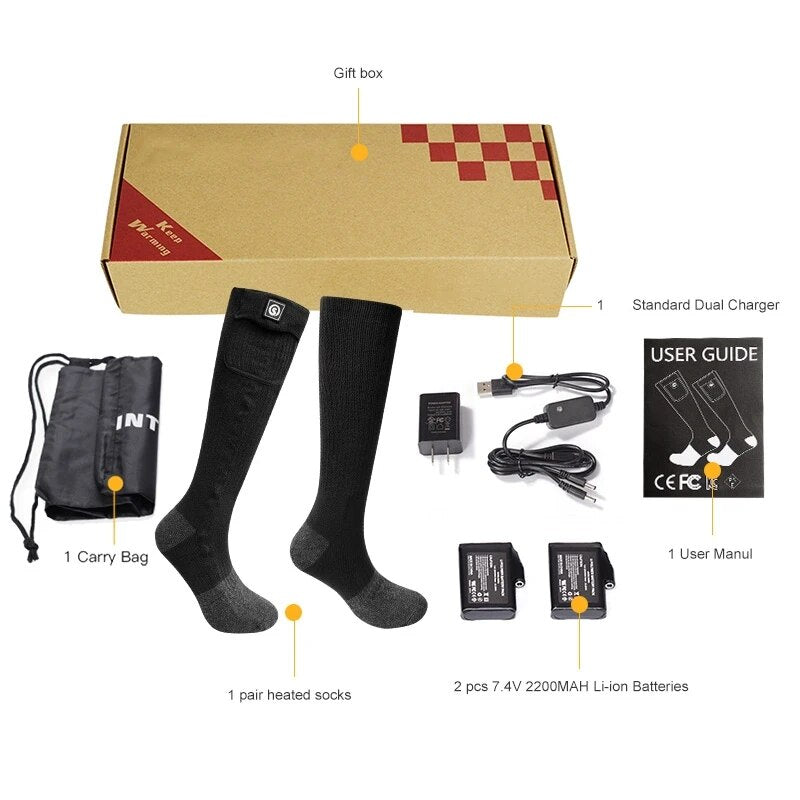 SNOW DEER Winter Heated Sock Rechargeable Battery Stocking Women Electric Heati image 2