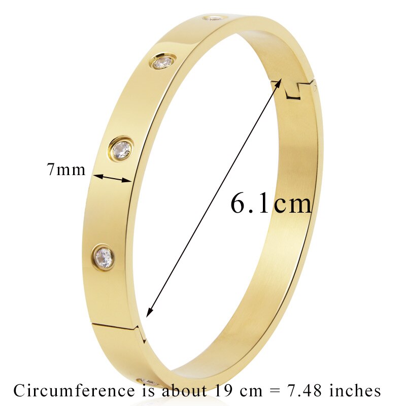 Stainless Steel Bracelets Woman Bangle Bangles for Woman Golden Love Crystal We image 5