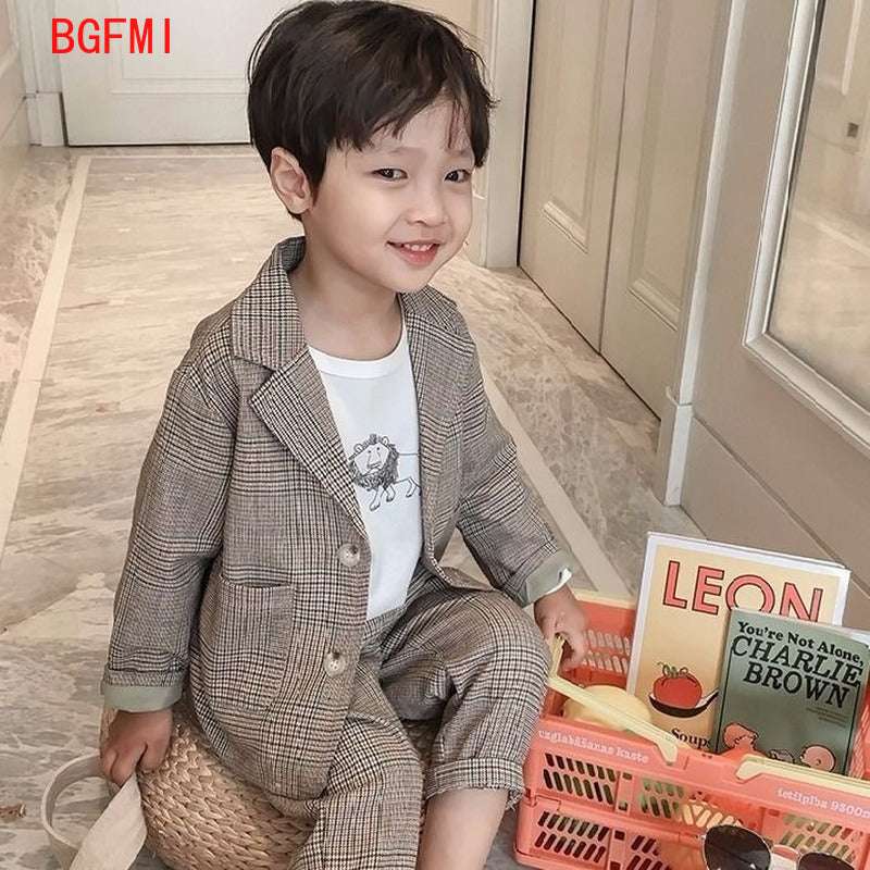 Spring Autumn children's clothing Suit Kids Clothes Boys V-Neck Tops + pants 2  image 4
