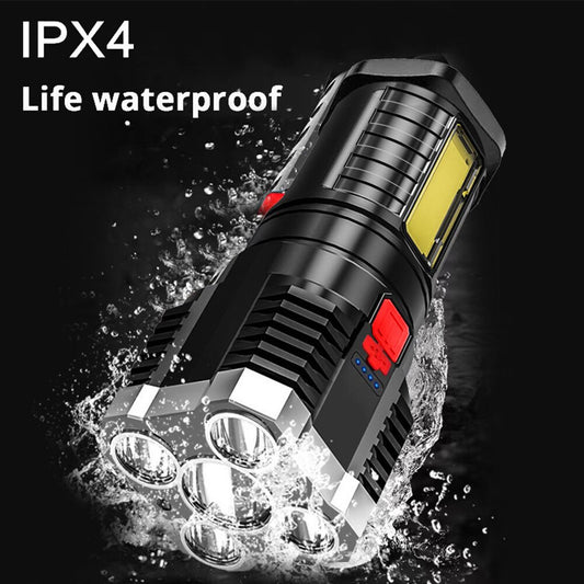 5LED High Power Led Flashlights Rechargeable Camping Spotlight with Side Light image 0