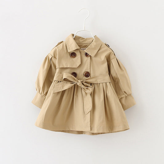Trench Coat For Girl Children's Spring Cute Long Jacket 2024 New Kids Khaki Cas image 0