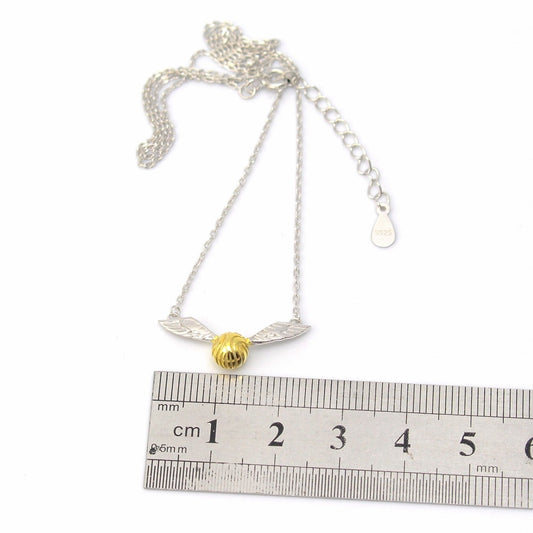 925 Sterling Silver Golden Snitch Pendant Necklace The Deathly Hallows Wing image 0