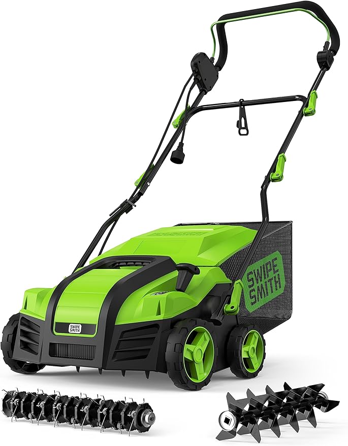 16” 15 Amp Electric Dethatcher Scarifier, Lawn with 5-Position Depth Adjustment image 1