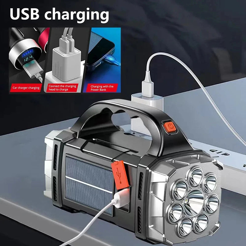 Portable Powerful USB Rechargeable Flashlight Solar LED Light With COB Work Lig image 8