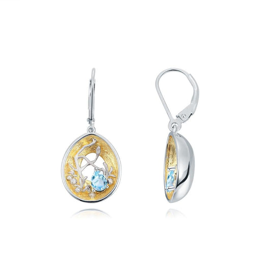 GEM'S BALLET 18k gold over 925 silver two tone Handmade Branch bud Natural Swis image 0