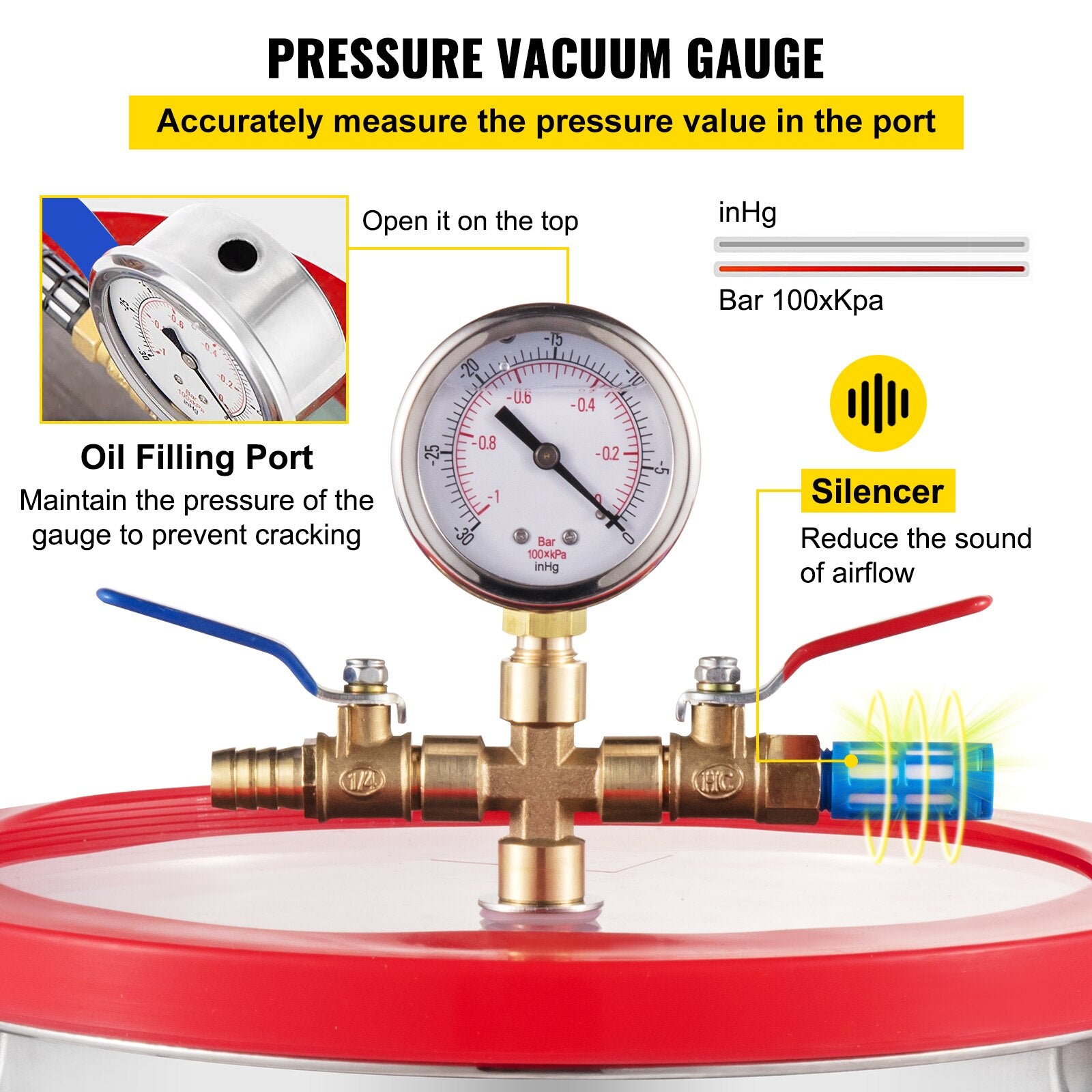 VEVOR Vacuum Chamber 1.5 /2 /3 /5 Gallon Stainless Steel Vacuum Degassing Chamb image 8