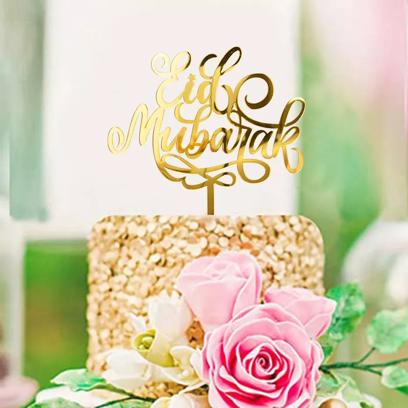 NEW Golden Eid Mubarak Acrylic Cake Toppers Castle Moon CupCake Topper for image 7