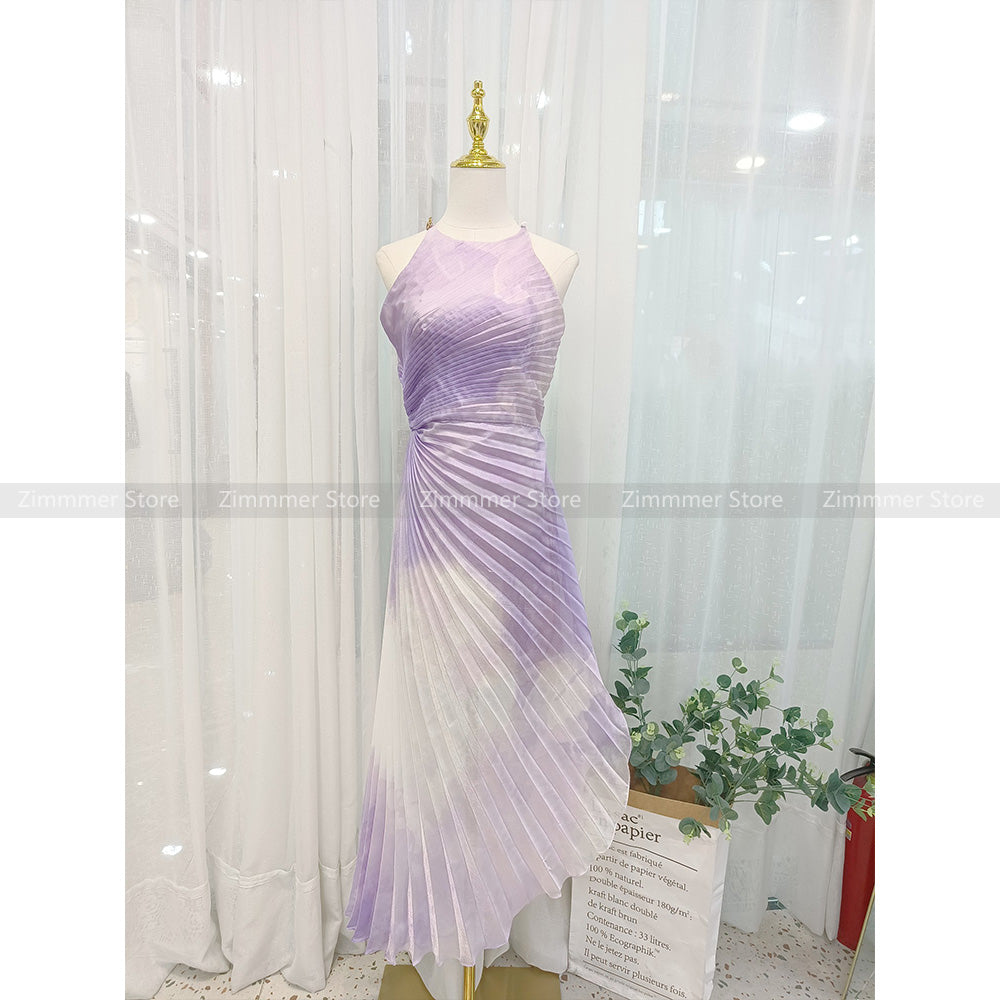 Vietnam niche light luxury 2024 summer new round neck pleated design waisted dr image 3