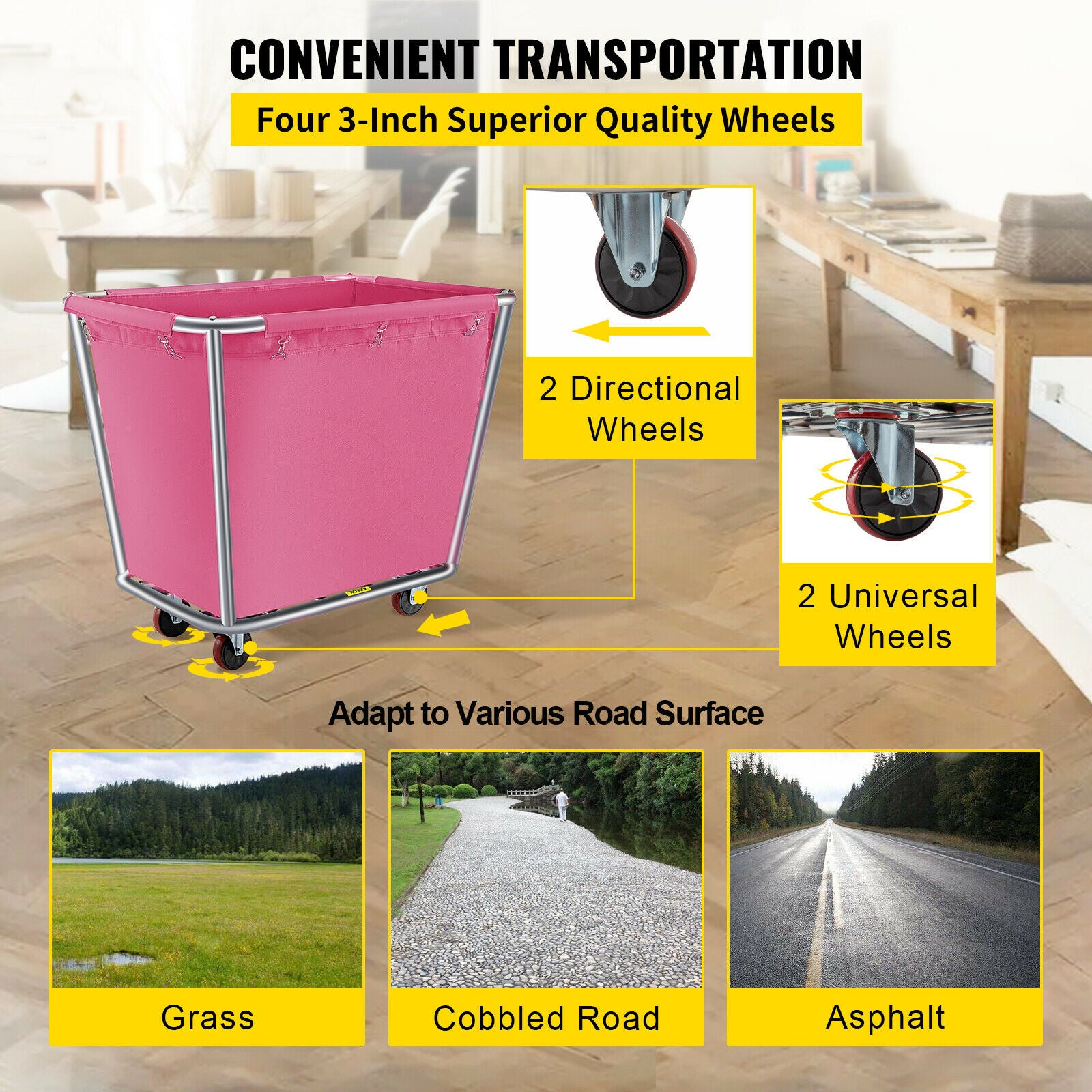 VEVOR 6 - 18 Bushel Canvas Laundry Basket Cart with Waterproof Storage Basket R image 9