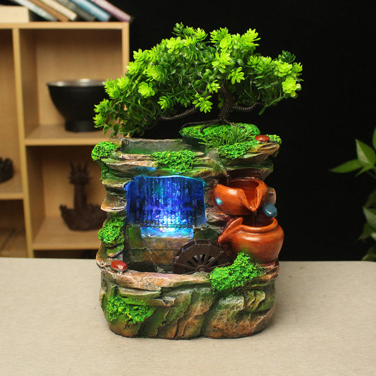 Resin Rockery Mountain Waterfall Fountain Indoor Water Fountain Crafts Tabletop image 0
