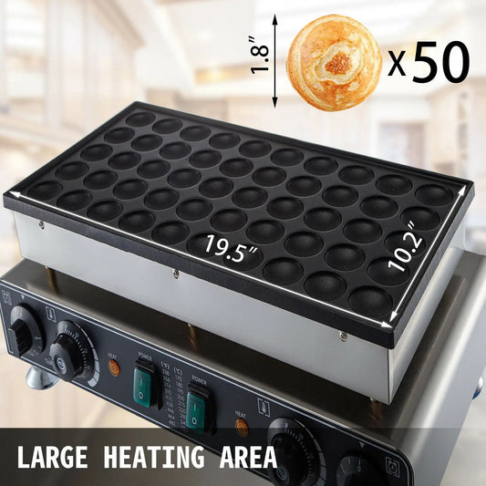 VEVOR Electric Waffle Maker 50PCS Mini Dutch Pancake Maker Dorayaki Machine Waf image 0