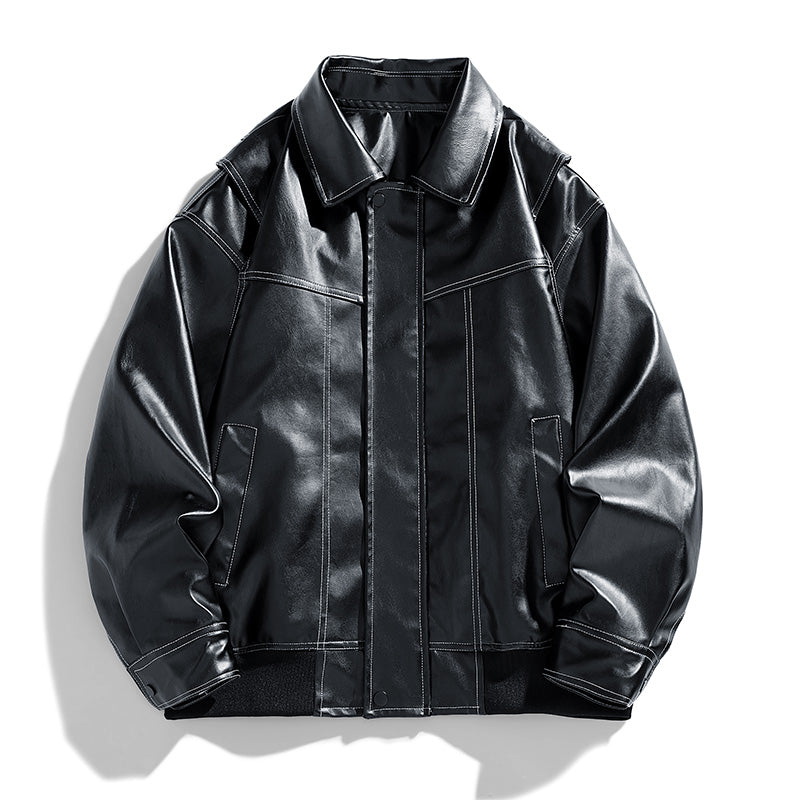 Europe The United States Trend Leather Jacket Spring Autumn New Loose Trend Men image 2