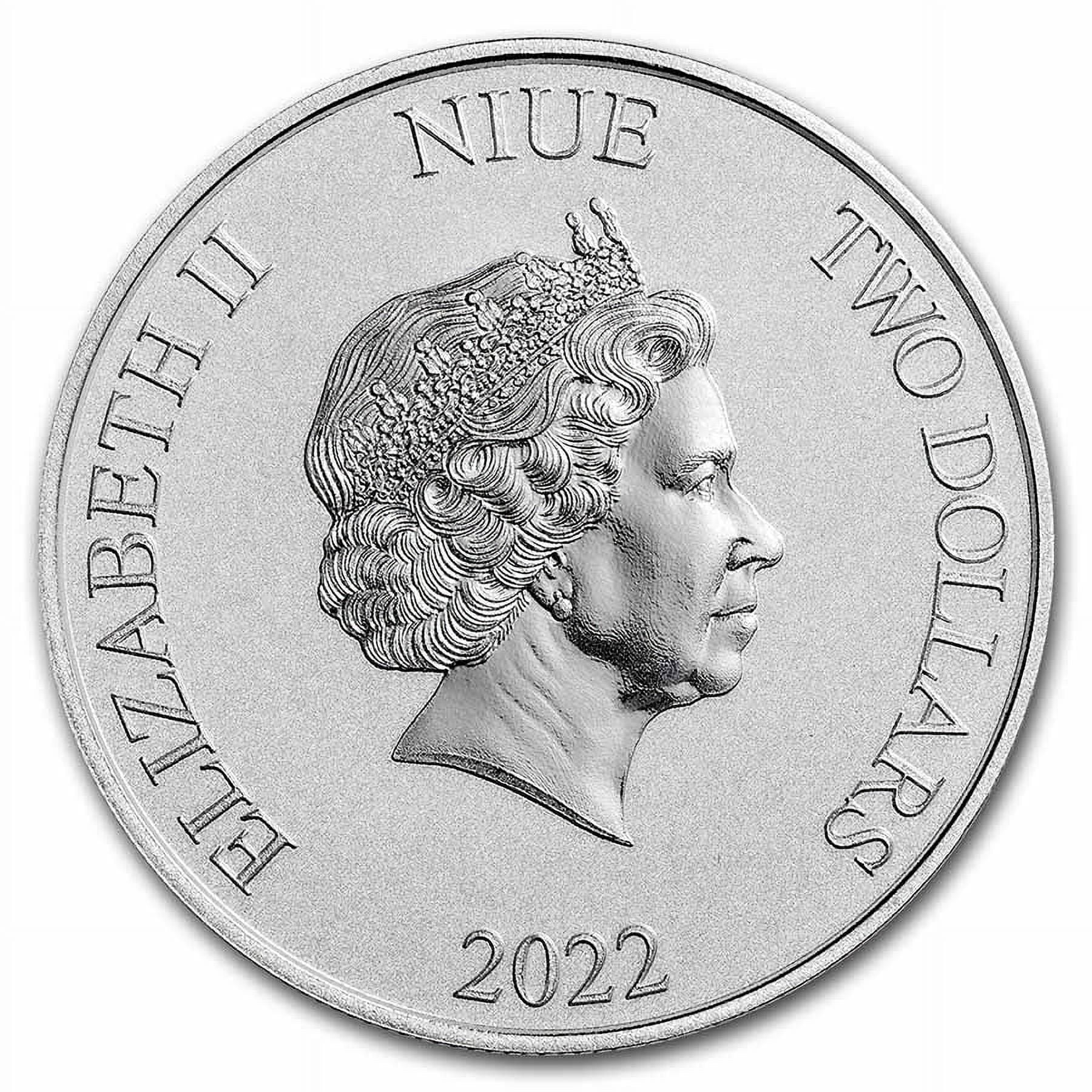 2022 Niue 1 oz Silver $2 Disney Donald Duck Christmas BU image 1