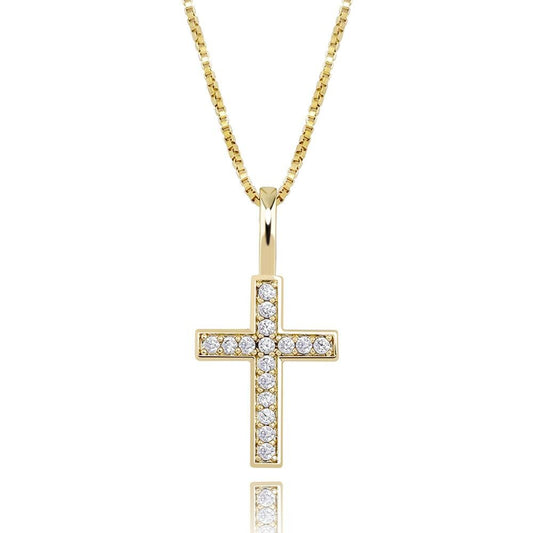 TOPGRILLZ 925 Sterling Silver Ice Zircon Cross Pendant Gold Silver Rose Gold image 0