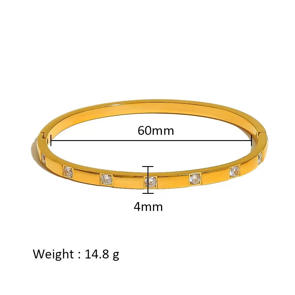 Waterproof Zirconia Cuff Bangles for Women Men 18k Gold Plated Stainless Steel  image 24