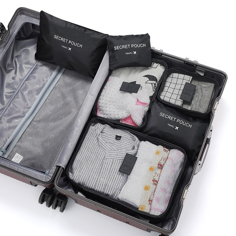 6 Pcs Travel Clothes Storage Waterproof Bags Portable Luggage Organizer Pouch P image 0