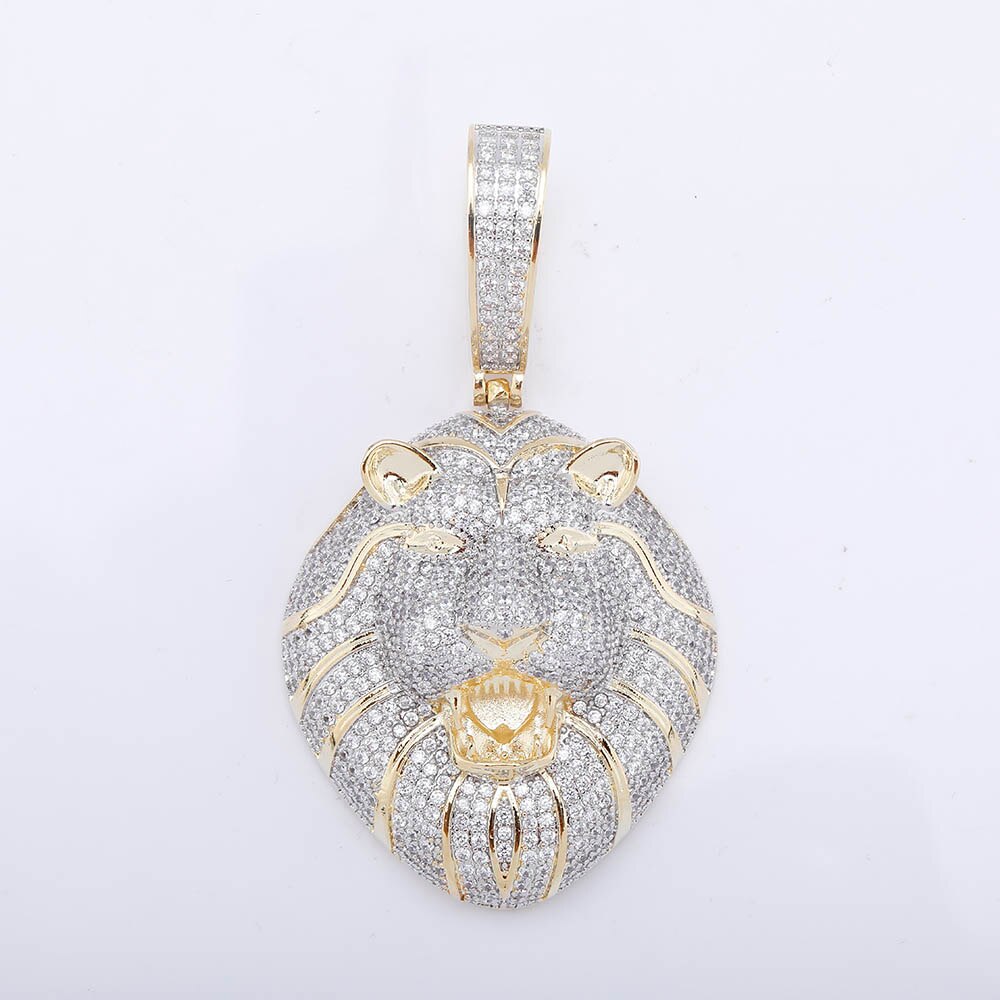 TOPGRILLZ Gold Silver Color Iced Cubic Zirconia Animal Lion Pendant Necklace image 0