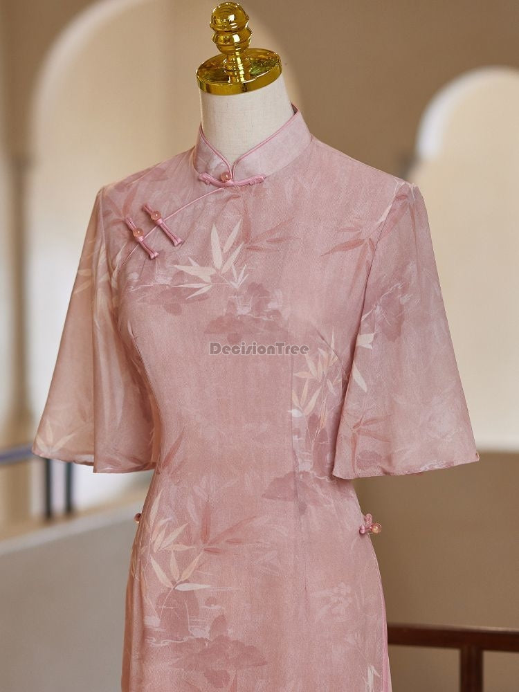 2024 vietnam style fairy dainty gauze aodai dress retro student campus outdoor  image 2