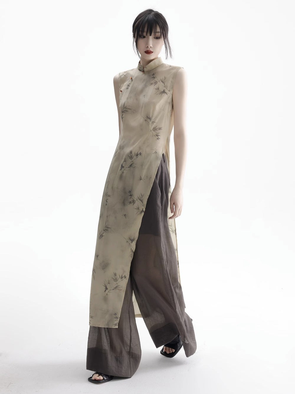 vietnam classic traditional sleeveless ao dai Breathable chinese national style image 5