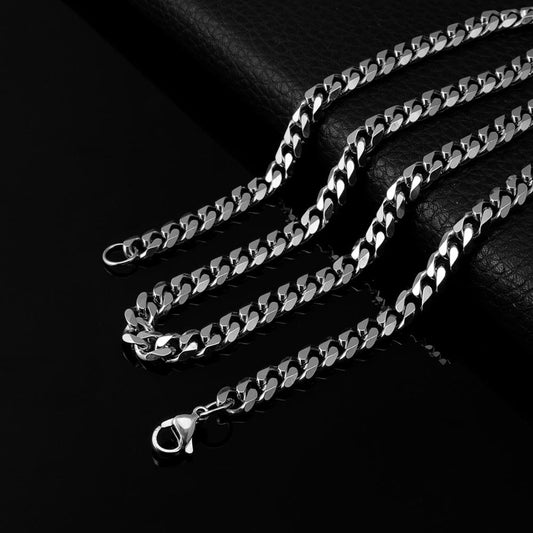 3MM5MM7MM Cuban Link Chain Stainless Steel Necklace Waterproof 18 K Gold Plated image 0