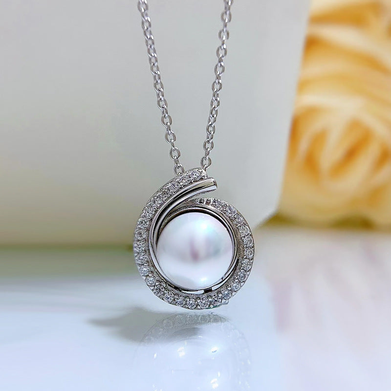S925 Silver Necklace Pearl Necklace K Gold 8mm Tahitian Black Pendant High end image 2
