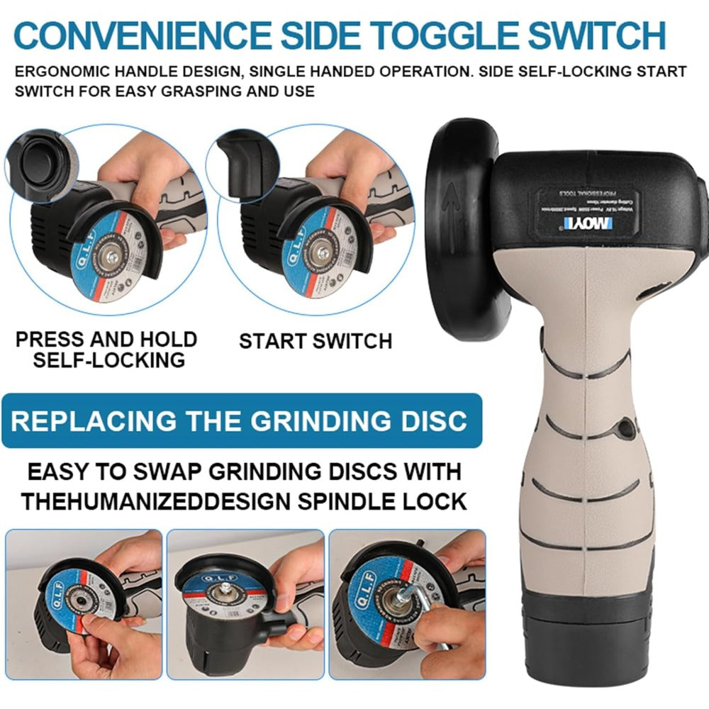 Cordless Brush Angle Grinder Kit,19500rpm Mini Electric Angle Grinding Tool wit image 0