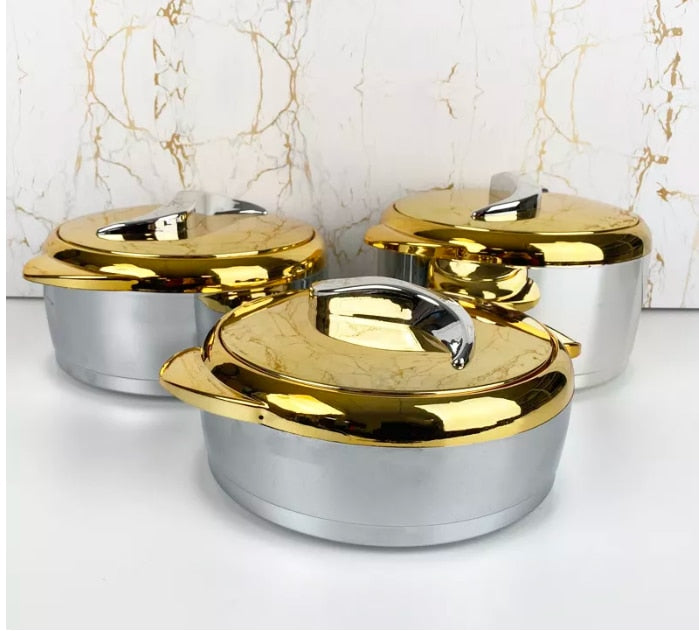 3PCS SET (1.5L/2.0L/2.5L) Electroplating Thermal Food Warmer Container Insulate image 1