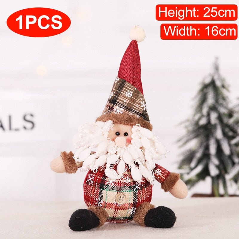 Christmas Dolls Tree Decor New Year Ornament Reindeer Snowman Santa Claus Stand image 4