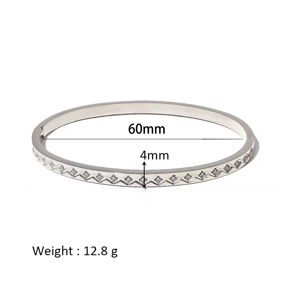 Waterproof Zirconia Cuff Bangles for Women Men 18k Gold Plated Stainless Steel  image 26