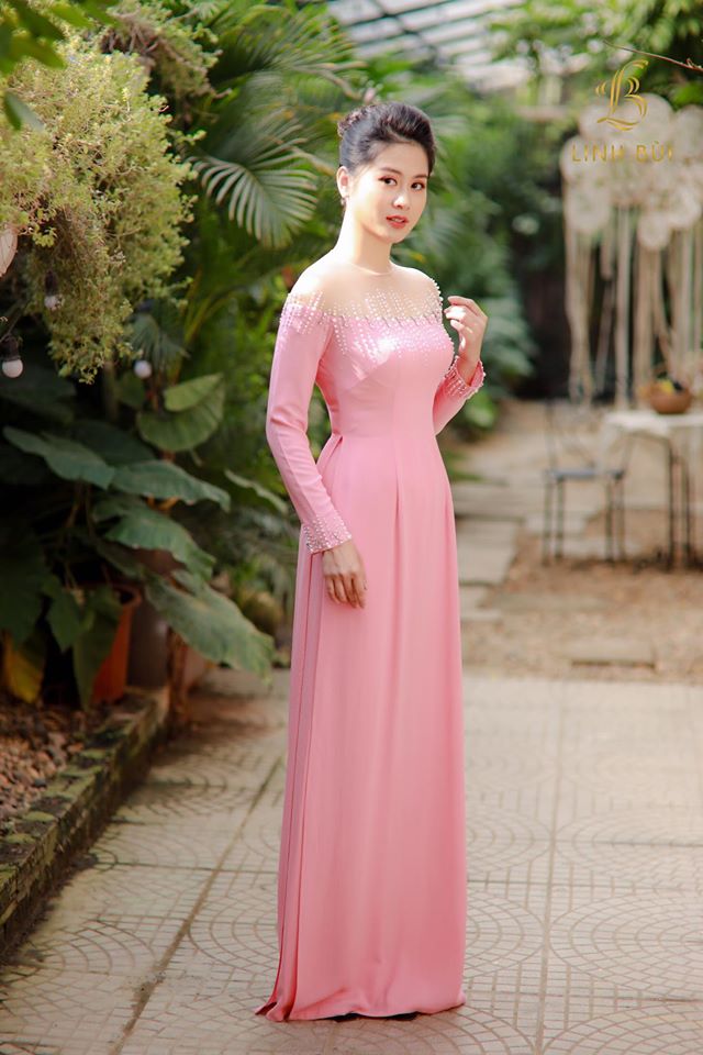 Pink aodai vietnam clothing cheongsam aodai vietnam dress vietnamese traditiona image 3