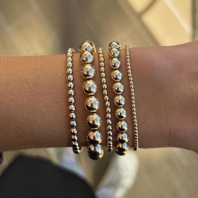KKBEAD Gold Plated Beads Bracelet  for Women Stretch Bracelets Copper Beads 18 image 8