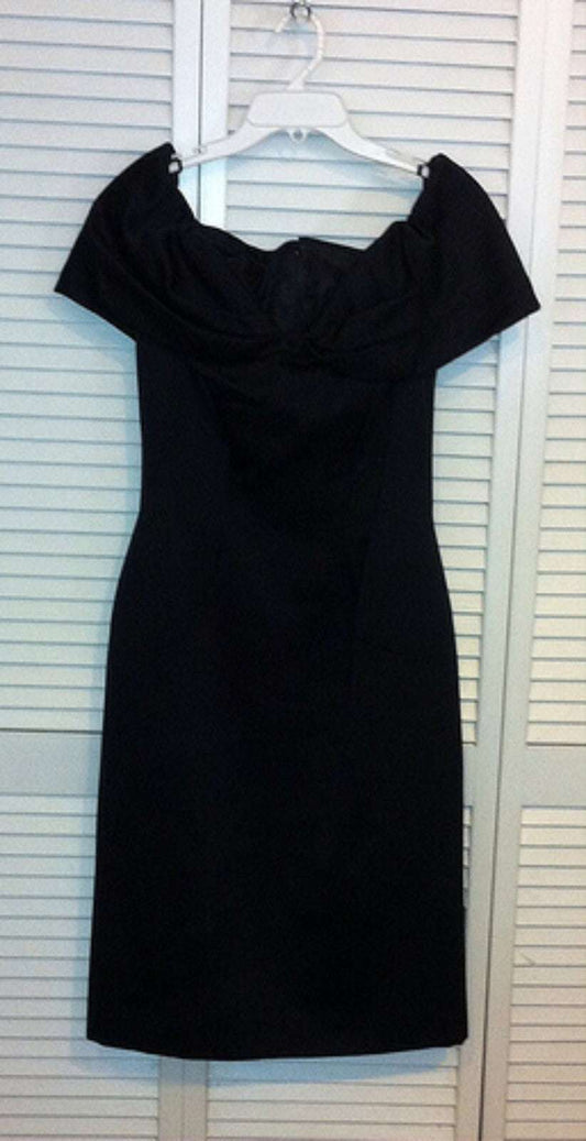 Victor Costa Women Dresses Satin Black Bow-Like Collar Midi-Length Size 6 image 0
