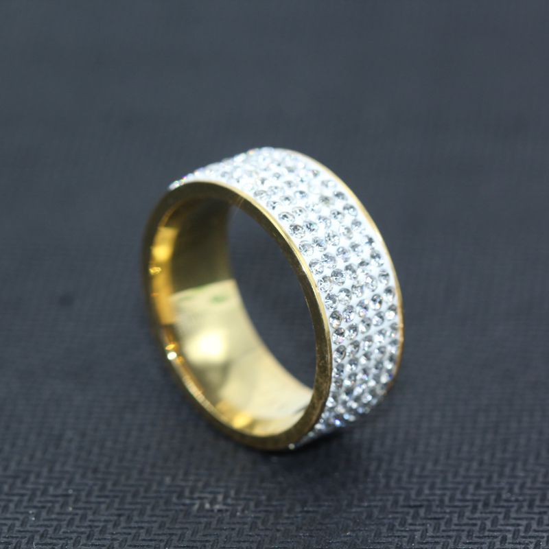 Shine Silver and Gold Color Women Ring Round Inlaid White Zircon Ring for Women image 1