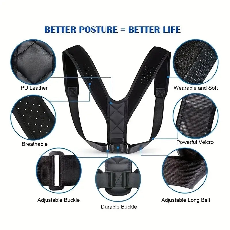 Posture Corrector Clavicle Spine Back Belt Adjustable Unisex Upper Back Shoulde image 2