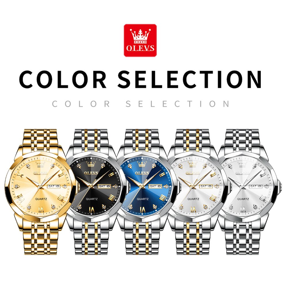 OLEVS Men‘s Watches Gold Original Quartz Wristwatch Waterproof Luminous image 8