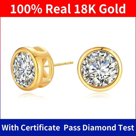 Szjinao Moissanite Earrings 18k Gold 100% Real With Certificate Luxury AU750 Je image 0