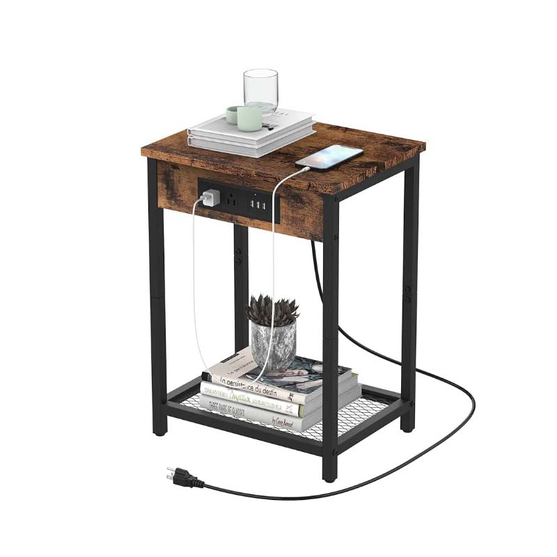 Nightstand with Charging Station Bedroom End Side Table with USB Ports  outlets image 2
