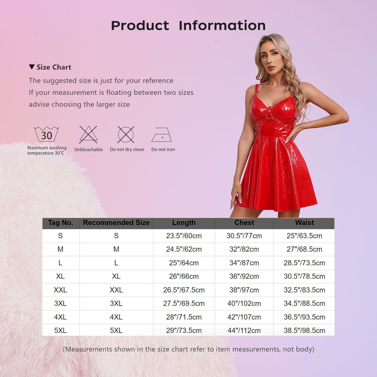 Womens Sexy Wet Look Patent Leather Slip Dress O-Ring Rivets Strappy V Neck Got image 10