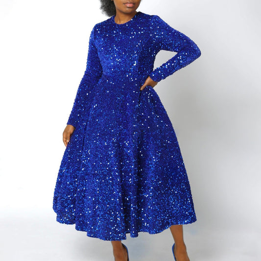 African Wedding Party Dresses for Women Autumn Elegant African Long Sleeve O-ne image 0