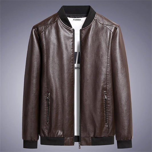 Men Autumn Pu Leather Jackets Outdoor Windproof  Zip Up Casual Sports Leather O image 0