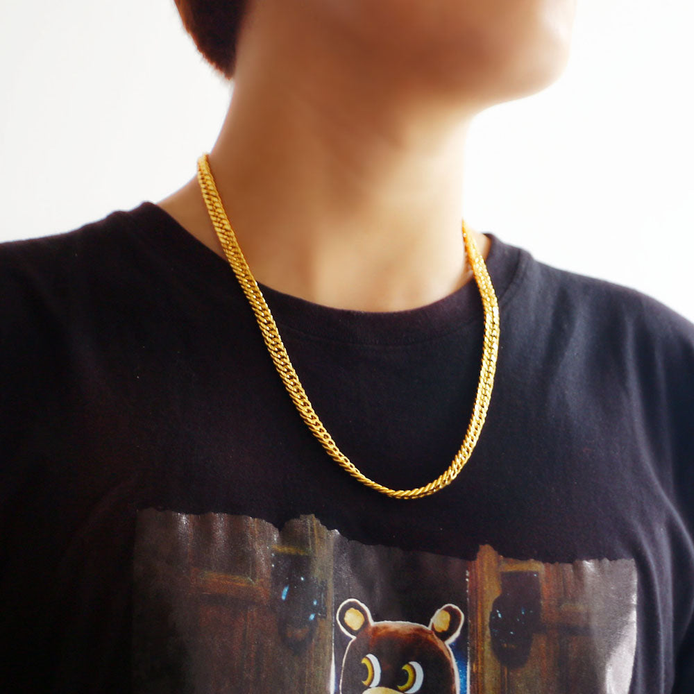 24 k Gold Plated 925 Silver 8 mm Sideways Necklace 50 cm~60 cm Neck Chain For W image 5