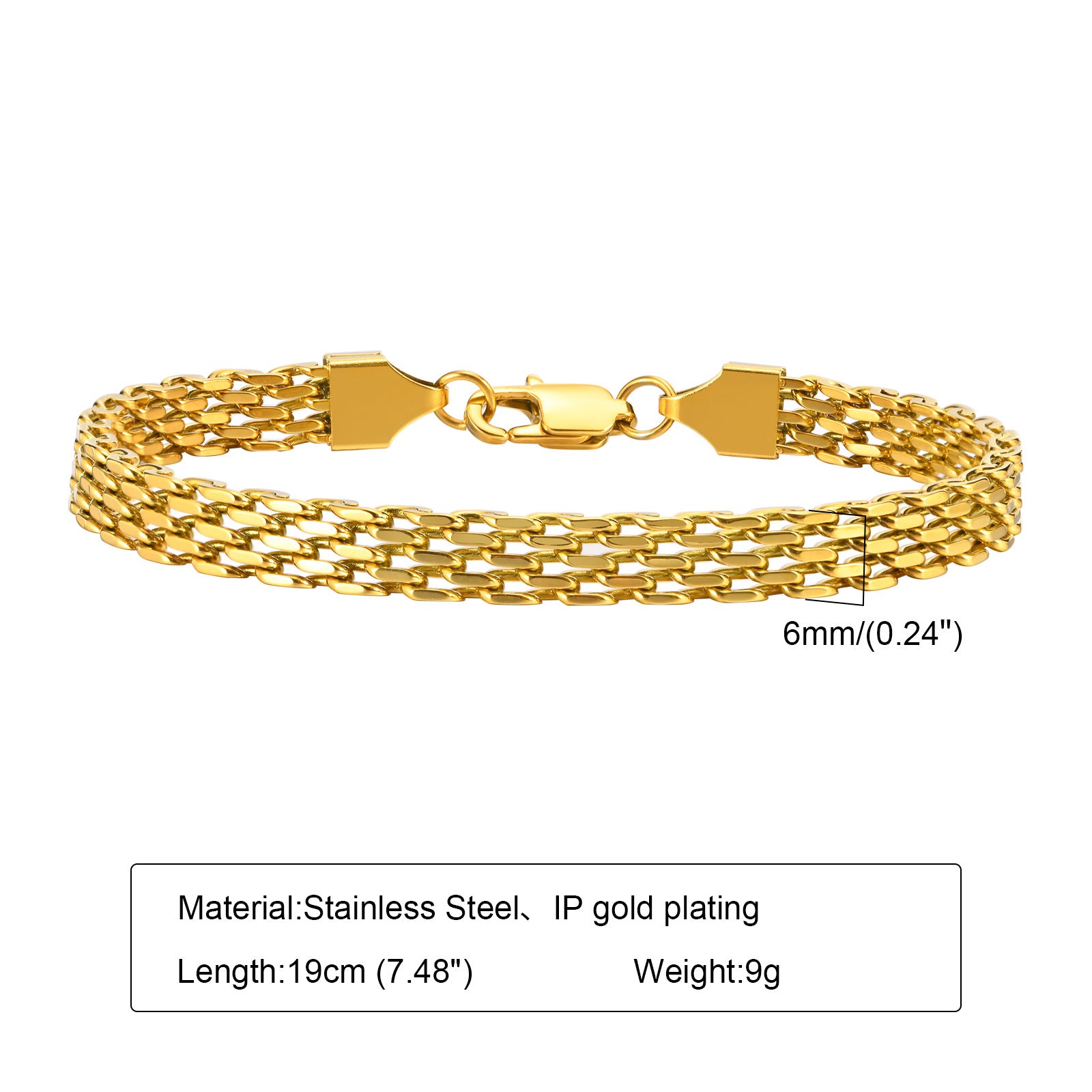 18k Gold Plated Chunky Oval Link Chain Bracelets for Women Thick Stainless Stee image 0