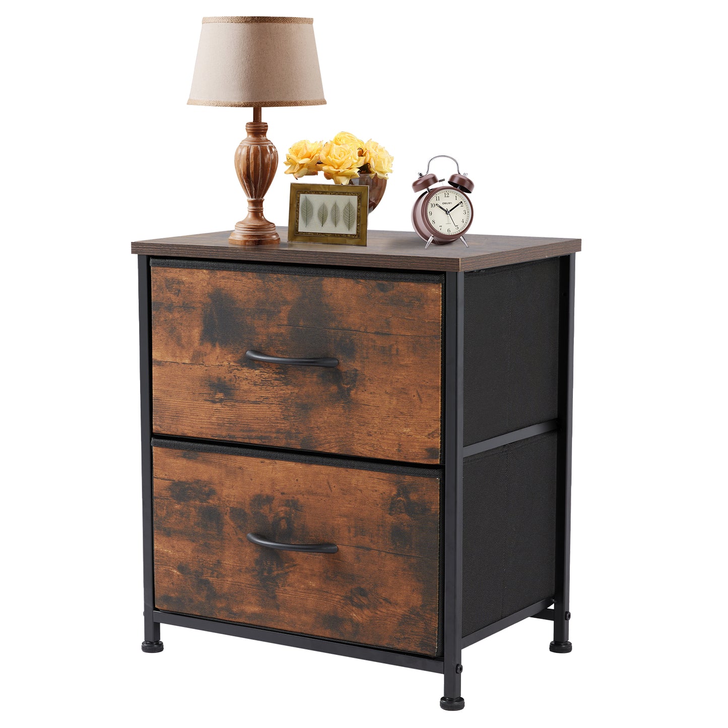 JHK Nightstand For Bedroom With 2 Fabric Drawers Bedside Sofa Table With Storag image 6