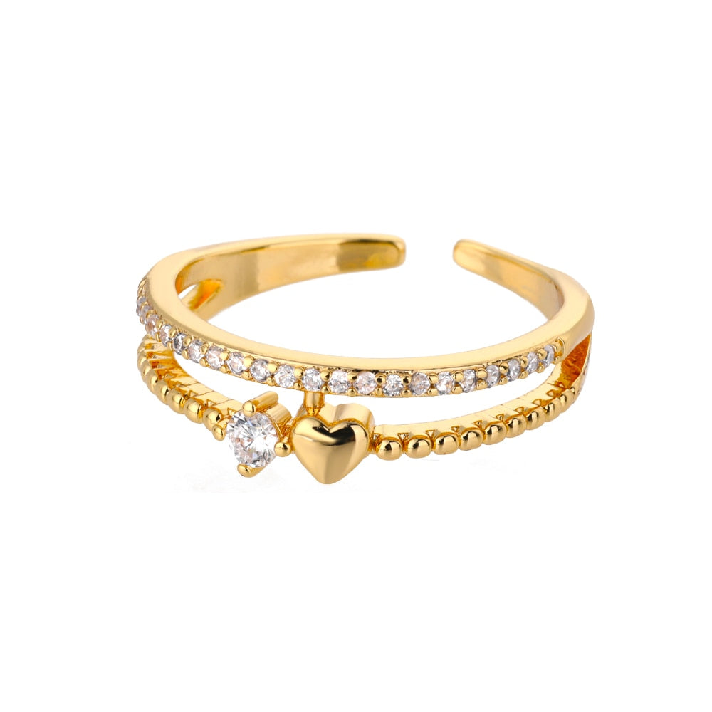 48 Style Women Stainless Steel Rings Gold Color Hollow Out Geometric Open Ring  image 19