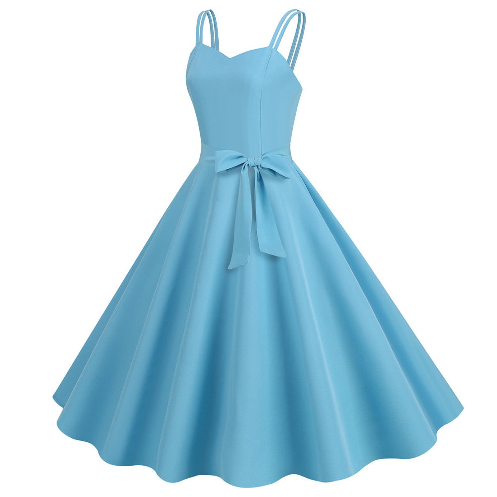 Women Casual Sleeveless Evening Party Prom Dress Strap A Line Large Swing Dress image 1
